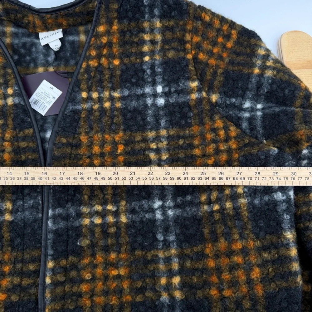 AVA & VIV Rust Plaid Open Front Kimono Cardigan Jacket‎ 4X